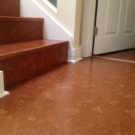 Sierra Brown cork flooring installed on a landing in a home