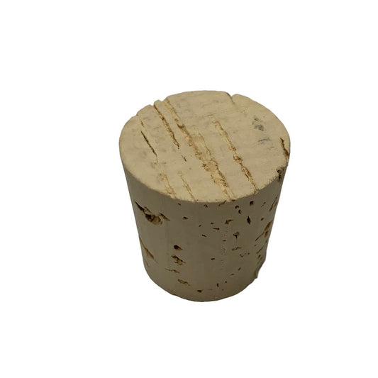 RL14 natural tapered cork stopper showing top and sides with natural variations in the cork.