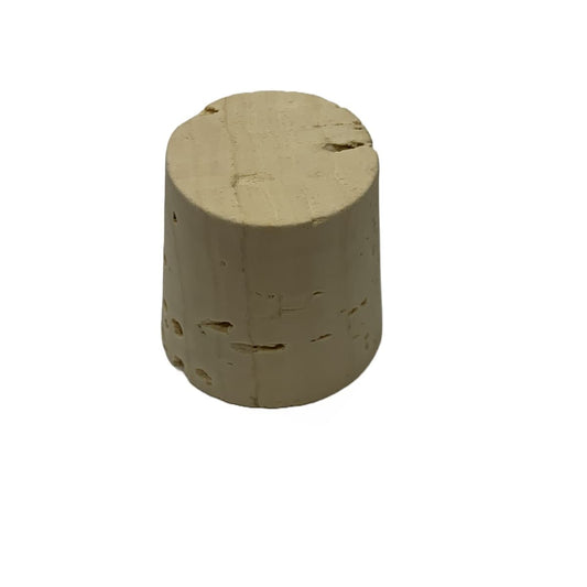 RL18 natural cork stopper on its top, showing the bottom and side.