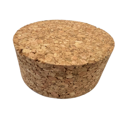 Closeup of single agglomerate tapered cork stopper, size SL32