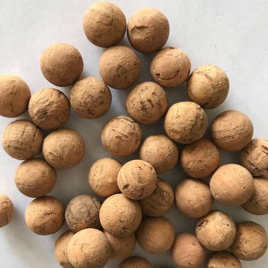 Small cork balls made from solid natural cork.