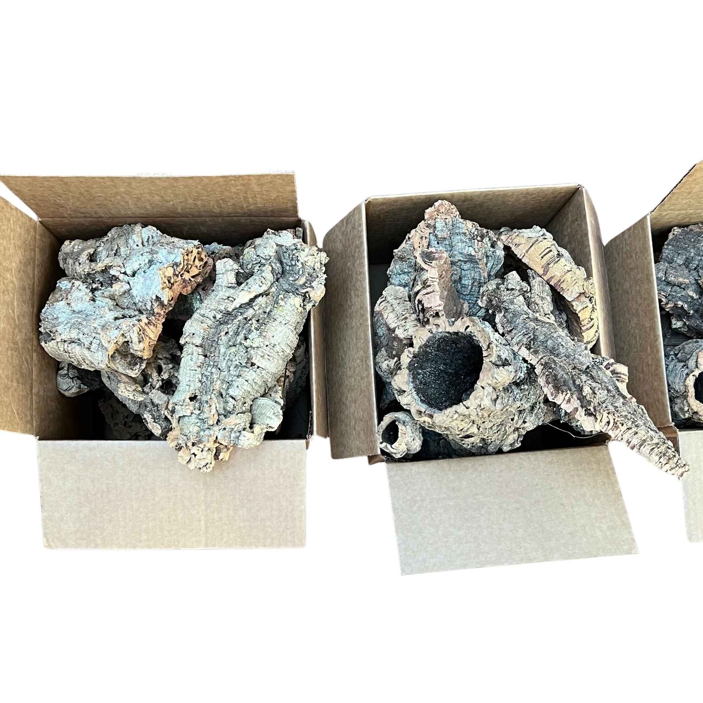 Boxes full of natural virgin cork bark