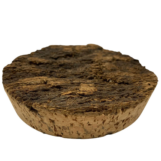 Single rough top cork stopper with textured cork bark top and natural cork bottom