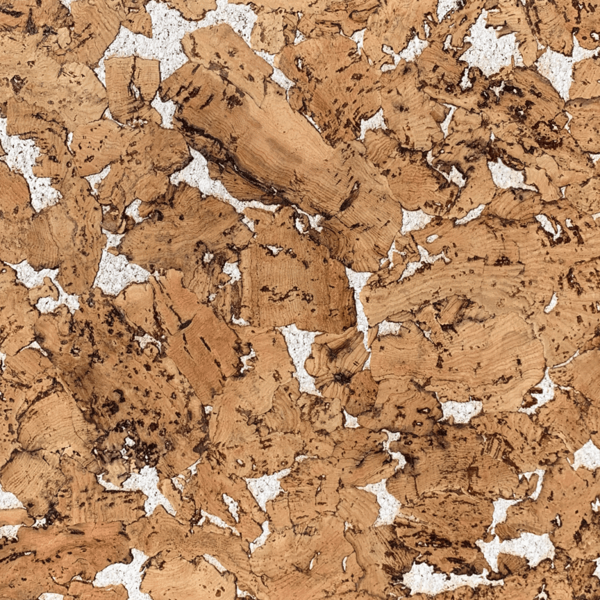 6mm cork wall tiles in Cobblestone White used as a tackboard surface, showing pinnable cork texture and pattern detail