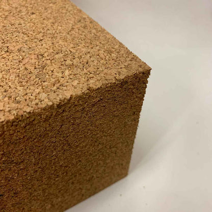 Corner edge of a 4 inch thick cork block