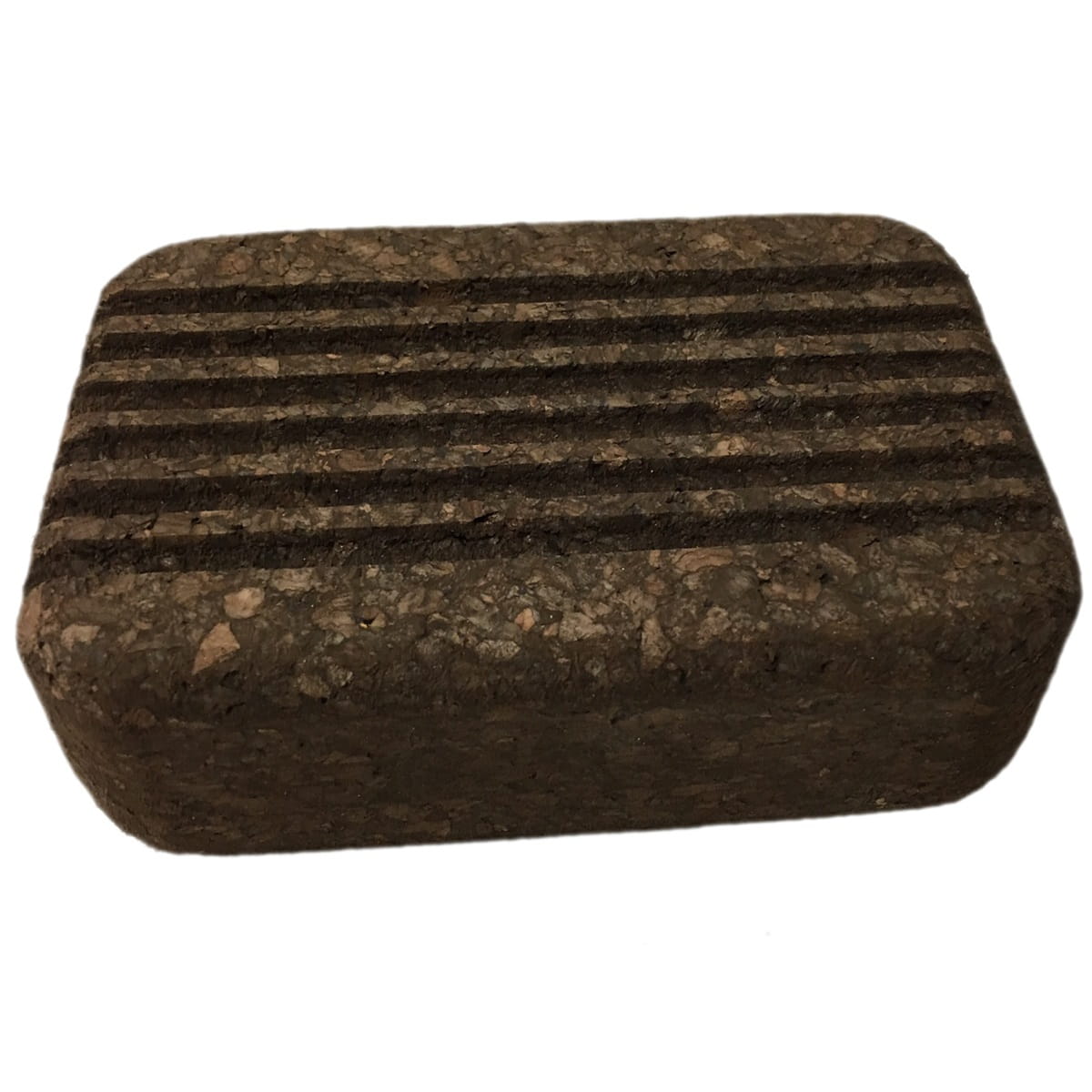 Dark brown, cork soap dish on a white background