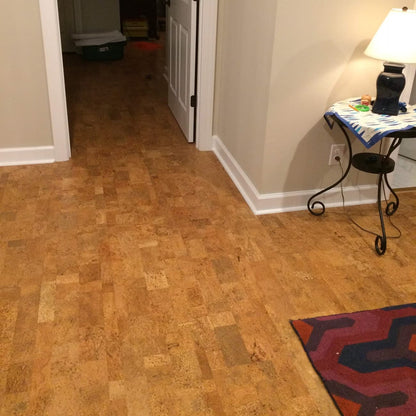 Harmony, Cork flooring installed in a hallway with a red rug and black end table