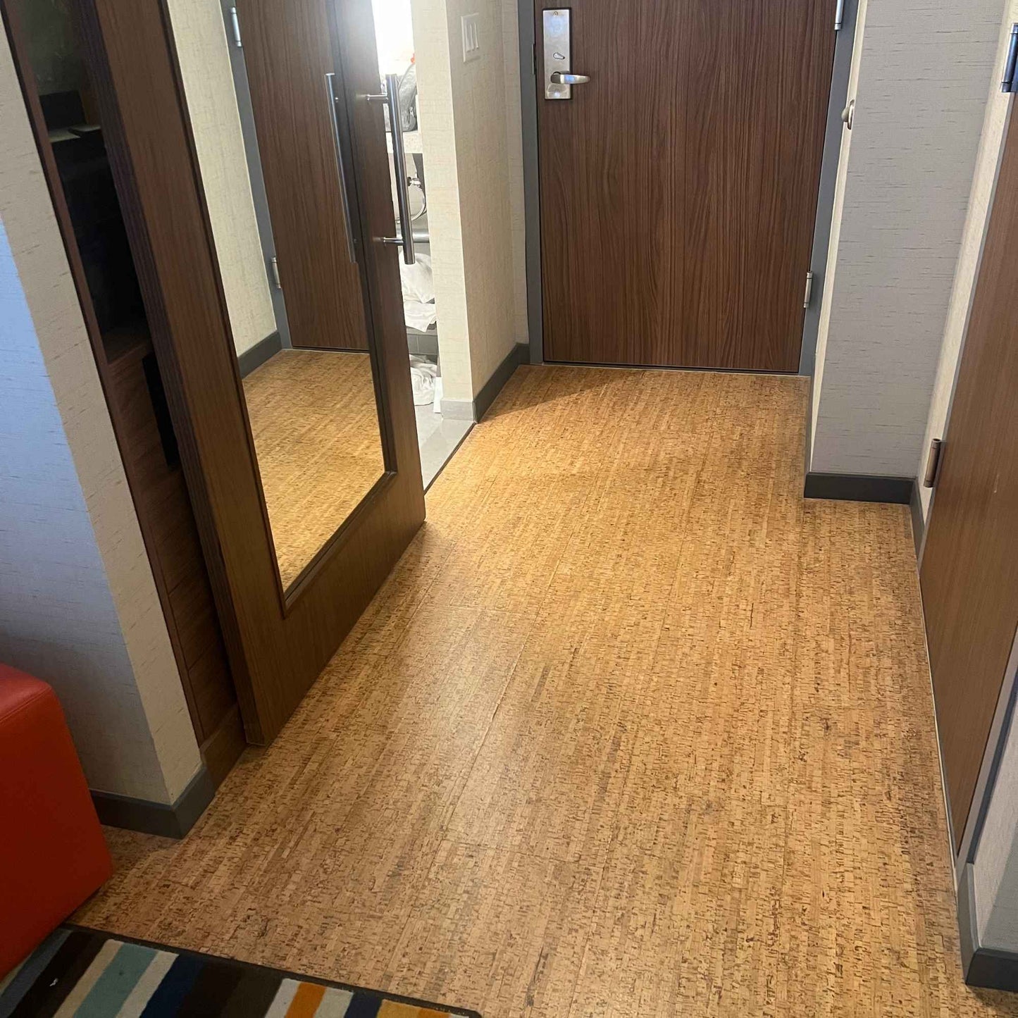 Casablanca floating cork floor installed in a hotel room