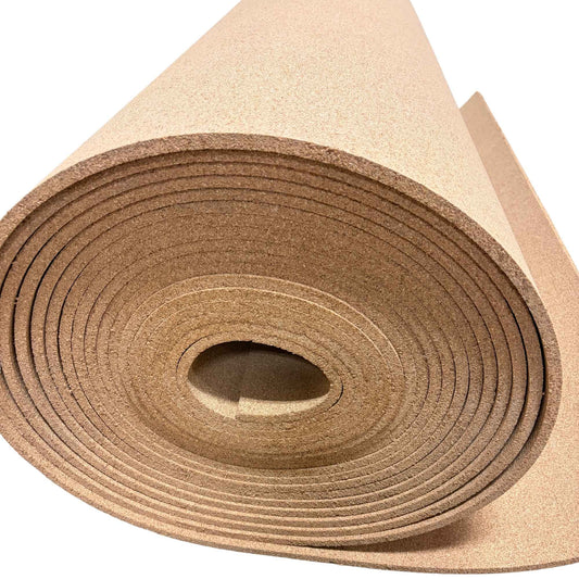 Close-up of a 9.5 mm thick fine-grain cork roll. often used as bulletin board facing.