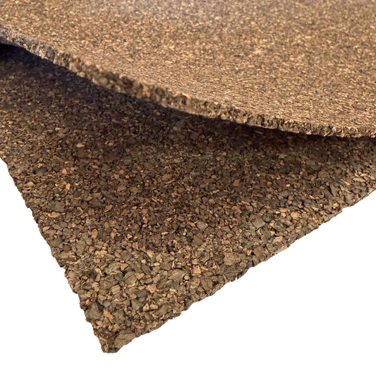 Close-up of dark brown cork sheets with visible texture