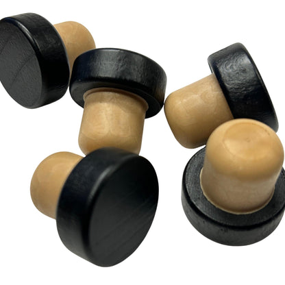 Black Wood Cap Stopper, 20.2mm Synthetic Stem | Carton of 1,500 (Limited Stock)