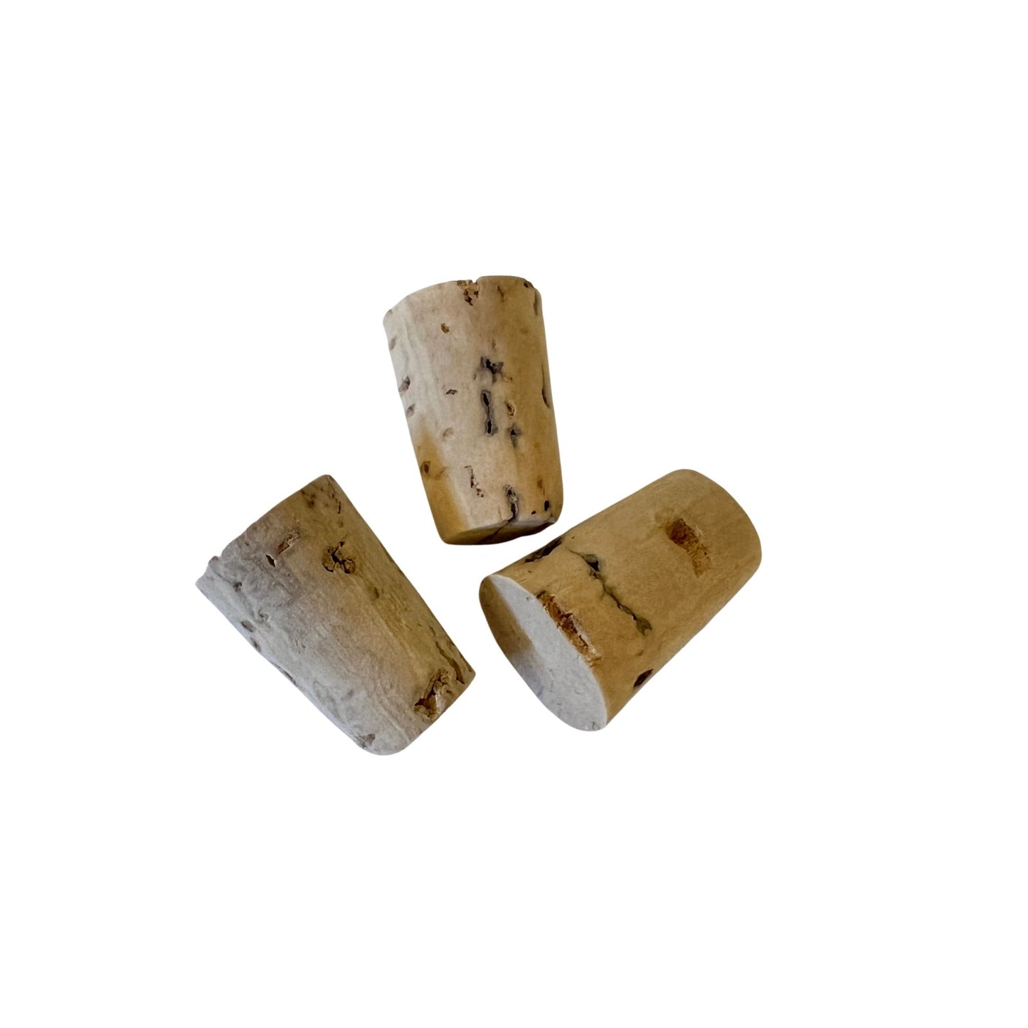3 tiny tapered corks, RL01, side view