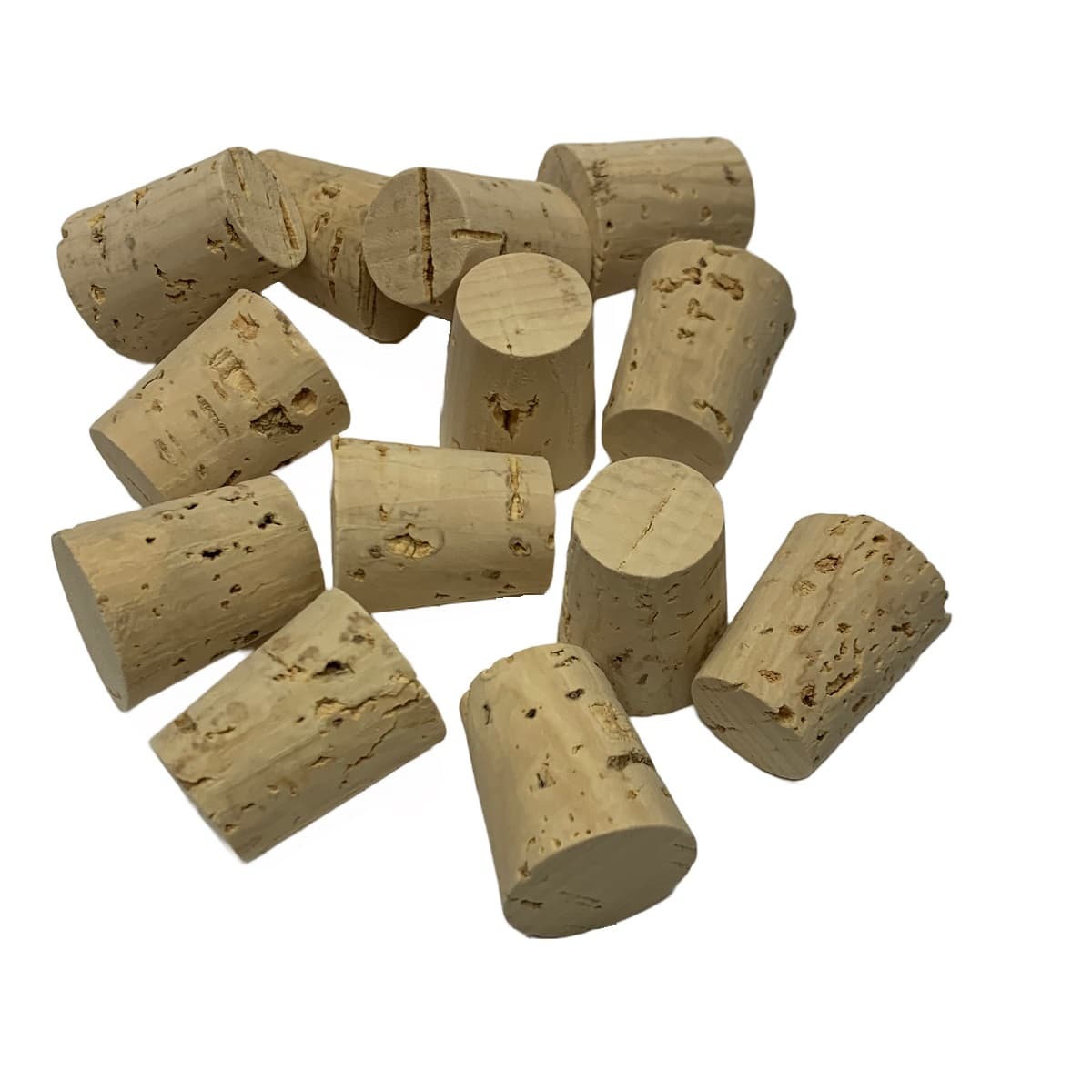 Tapered cork stoppers, RL09, showing the various angles and natural cork