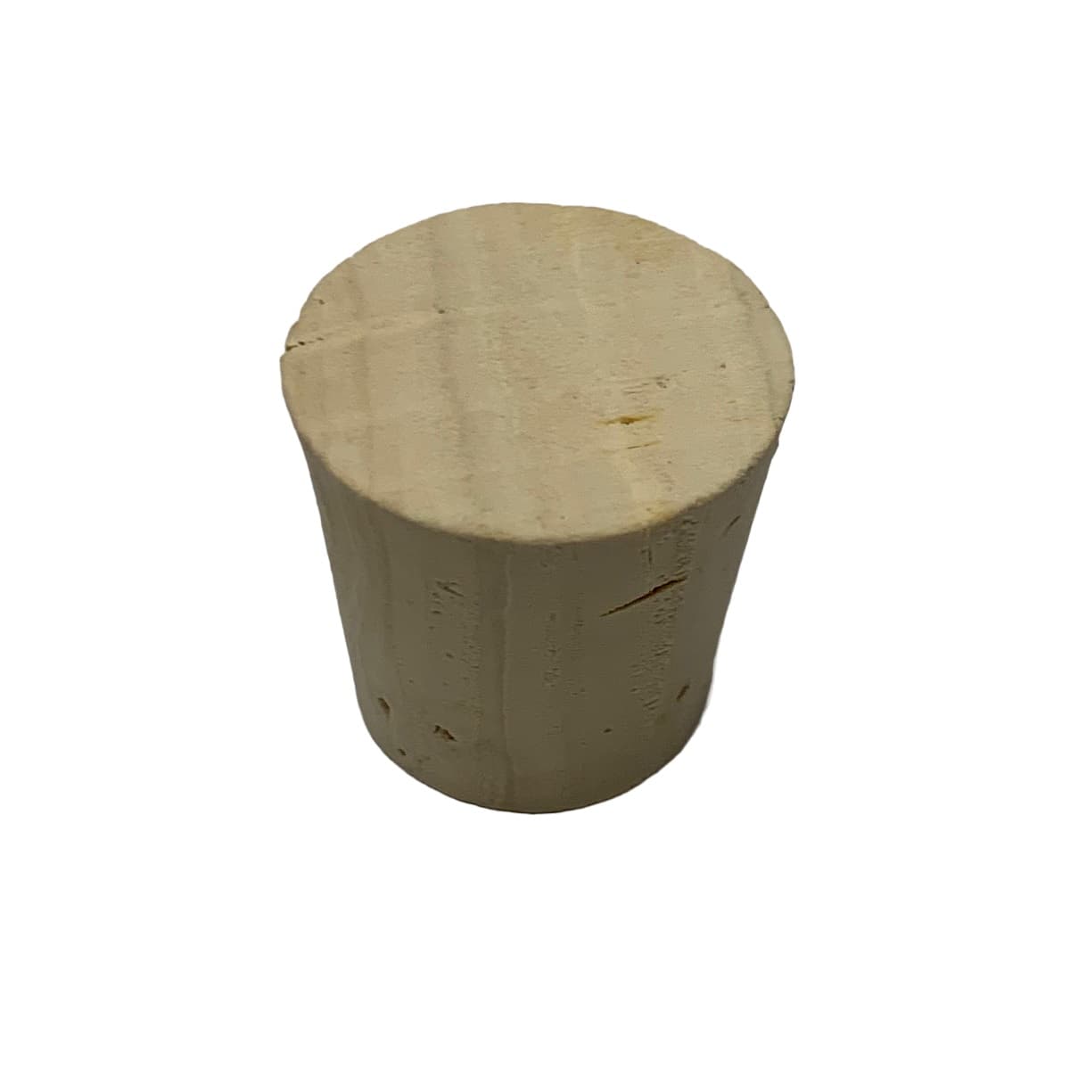 Single RL14 natural tapered cork stopper showing natural cork variations.