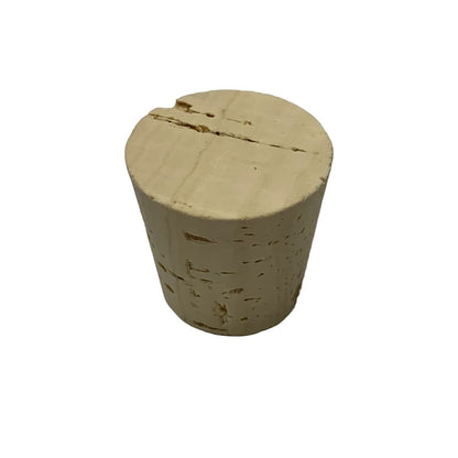 RL18 natural cork stopper on its bottom end, showing the top end and side.