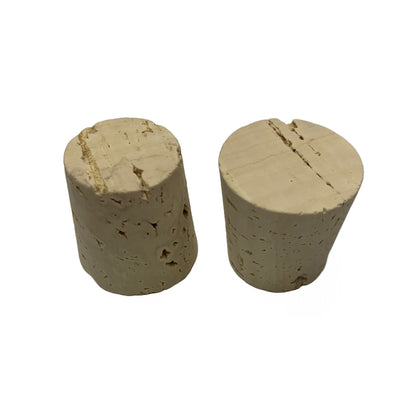 Natural tapered cork stopper, RL18 showing top, bottom and side angles.