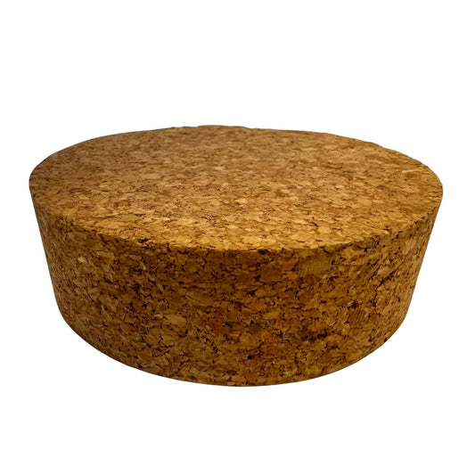 Closeup of single agglomerate tapered cork bung, size SL48