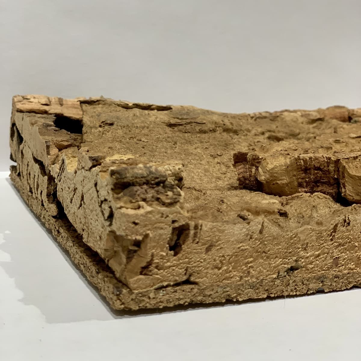 Close-up view of the corner of an Arizona Cork wall tile