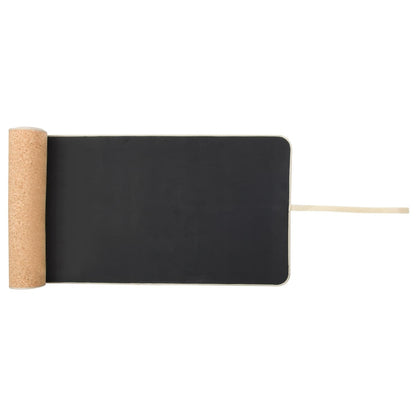 Partially unrolled cork yoga mat showing the back.